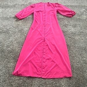 Maxi Dress Round Neck Ruffle Sleeve Split Hem